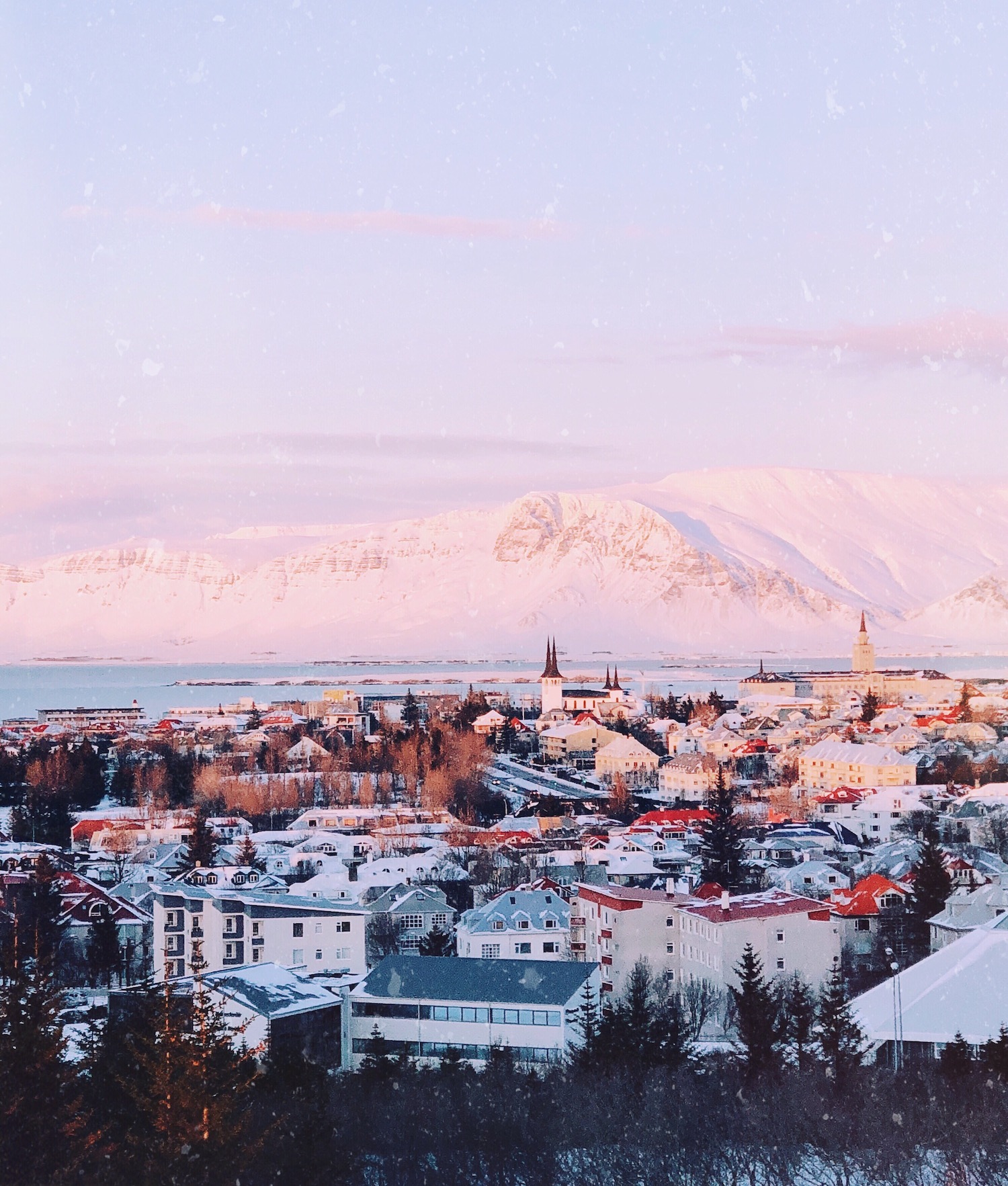 Winter View of Reykjavik, Iceland from Perlan Museum