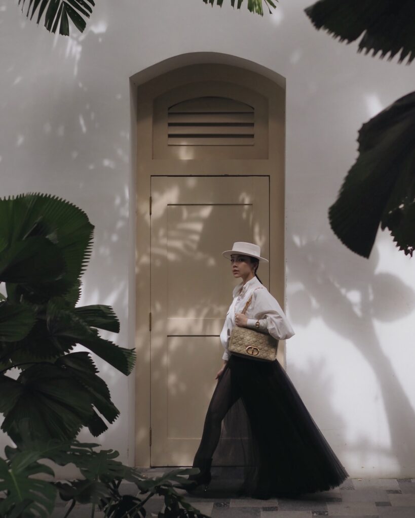 Singapore Fashion Blogger and Digital Creative Willabelle Ong @willamazing dressed in Christian Dior underwear, tulle skirt, Caro quilted leather bag, and CD jewellery